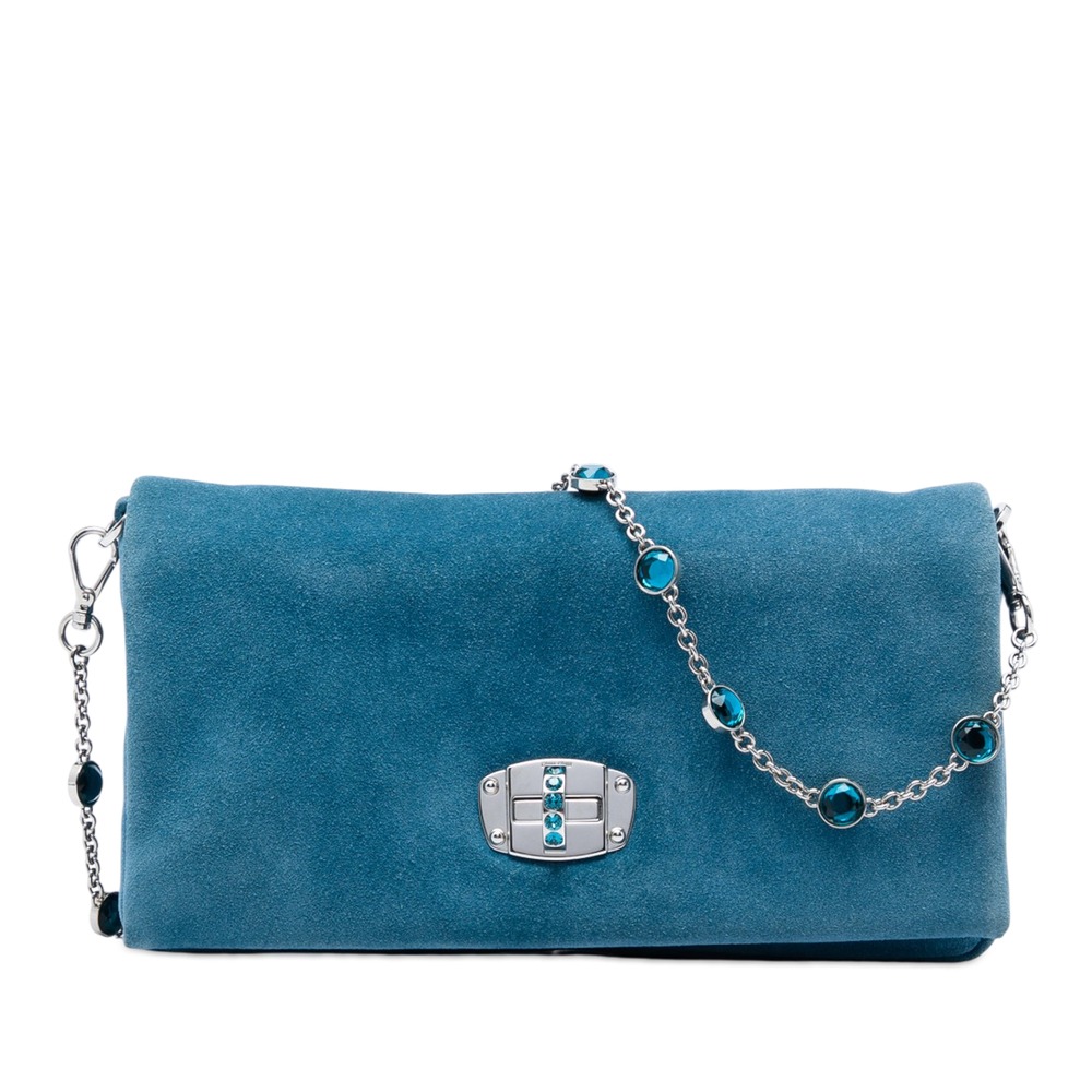 Pre-Loved Miu Miu Suede Crystal Chain Satchel